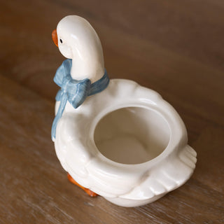 Ceramic White Goose Planter | Vintage