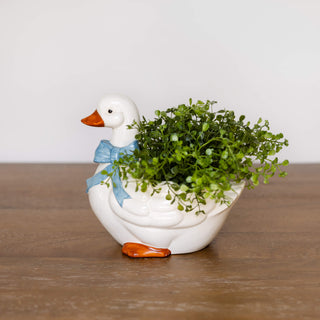 Ceramic White Goose Planter | Vintage