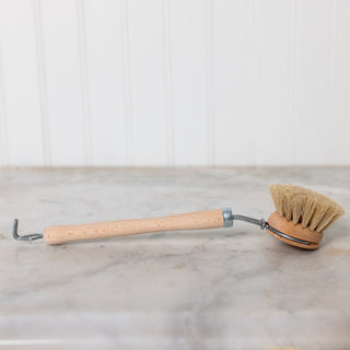 Wooden dish brush with handle