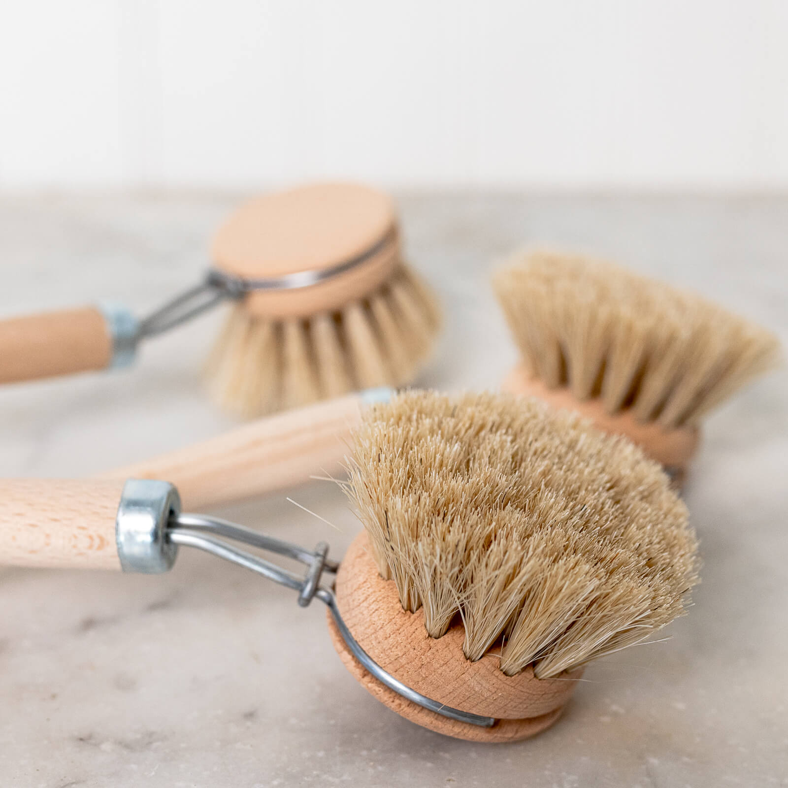 Dish Washing Brush with Wooden Handle | Natural Bristle Dish Brush
