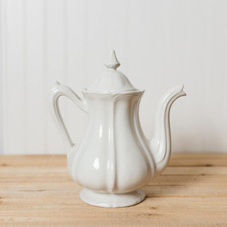 Vintage white ironstone coffeepot and teapot